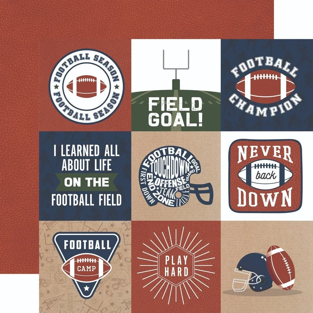 Echo Park Football Collection Kit 12x12 Papers Stickers Made USA Scrapbooking